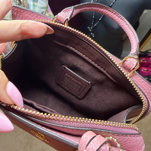Coach Mini Zoe Satchel Pink Pebbled Leather Lock Key Crossbody Style 8015 - Picture 14 of 16